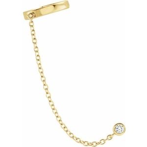 14K Yellow 1/10 CT Diamond Single Ear Cuff